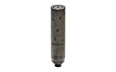 EOTECH DCBL-556, Suppressor, 5.56 NATO, 7.1" Length, 1.75" Diameter, Titanium Construction, Cerakote Finish, Black, HUB Compatible, Includes HUB Mount and KFM Flash Hider, 13.7oz Weight EOT-DCBL-556-MB